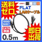 LANケーブル ランケーブル フラット 0.5m CAT6準拠 1年保証 ストレート ツメ折れ防止カバー フラットLANケーブル UL.YN