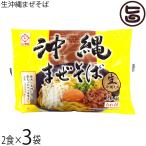 蕎麦粉を使わない麺 麺は平打ちで太く 歯ごたえを持たせた麺　生沖縄まぜそば たれ付 2人前×3袋 サン食品 沖縄