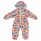 ジャンプスーツ 女の子 キッズ 中綿 スノーコンビ 撥水加工 花柄 ファスナーガード付 カバーオール ベージュ 100 110 120 130▼【送料無料】