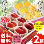 桃 もも モモ 黄桃 おうとう 福島県産 伊達の桃&黄桃 2箱セット 各約1.5kg(1箱:5〜10玉)送料無料