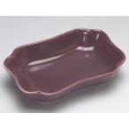 【Ｂ級品】ワインレッド（淵白）　凹長角小皿　[普段使いの食器]