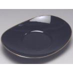 【Ｃ級品】黒ツヤ　小判型茶托(長辺１２４)（表面に、特に擦過傷が目立ちます。）　[普段使いの食器]