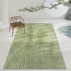 北欧風 ストライプ柄 ラグ マット 1畳 カーペット シャギー 1.5畳 ホットカーペット 床暖房対応 抗菌 防臭 防ダニ グリーン ラグマット 3畳 洗える キズ防止