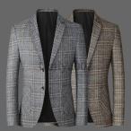爆買 スーツジャケット メンズ チェック柄 ブレザー テーラードジャケット ビジネスジャケット 2ツボタン ジャケット カジュアル
