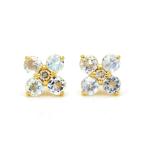 スタッドピアス ブルームーンストーン ダイヤモンド 花 フラワー イヤリング 両耳用 PT900・K18・K10選択可 プラチナ ゴールド