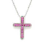 ペンダントトップ ピンクサファイア クロス croce ネックレス PT900・K18・K10選択可 プラチナ ゴールド