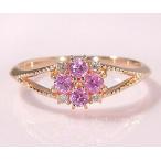 K18 ピンクサファイア ダイヤモンド リング 指輪 bouquet 9月誕生石 アクセサリーフラワー
