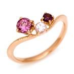 指輪 リング ピンクトルマリン ピンクトパーズ ロードライトガーネット terzetto PT900・K18・K10選択可 プラチナ ゴールド