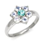 SV925 ブルージルコン ブルームーン フラワー 指輪 リング アクセサリー