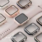 アップルウォッチ カバー ケース ライン apple watch ガラス付き 強化ガラス 38mm 40mm 41mm 42mm 44mm 45mm 保護ケース
