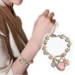 二つハートブレスレット人工真珠パー...