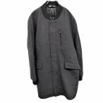 ザラ ZARA 中綿 メルトン コート ベースボールカラー ドットボタン×ジップ 長袖 無地 ウール×ポリ×その他 XL グレー グレー×黒 メンズ