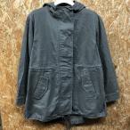 GU GU S размер женский Mod's Coat подкладка * подкладка нет модель точка кнопка × Zip Parker длинный рукав хлопок 100% зеленый * хаки серия 