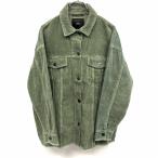 ショッピングzara ザラ ZARA オーバーサイズ ビッグシルエット コーデュロイ カットオフ トラッカージャケット USED加工 長袖 綿100% XS グリーン レディース