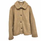 ユニクロ 【新品】 ボアフリース ステンカラー ショートコート 無地 長袖 ボタン留め 裏地無し ポリ100% S ブラウンベージュ レディース