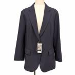 ユニクロ 【新品】 感動ジャケット テーラード 裏地無し 無地 2つボタン留め 長袖 センターベント ポリ100% 3XL XXXL 4L 紺 レディース