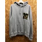 VISION STREET WEAR ヴィジョンストリートウェア L メンズ スウェットパーカー プルオーバー 裏毛 迷彩柄ポケット 長袖 綿100% 杢グレー