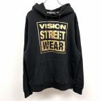 ヴィジョンストリートウェア VISION STREET WEAR スウェット プルオーバー パーカー 英字 長袖 綿100% M ブラック×ゴールド 黒 メンズ
