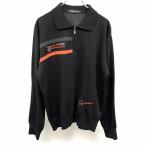 Edinburgh Golf Polo cut and sewn тянуть over длинный рукав половина Zip поли × искусственный шелк × нейлон 100 черный чёрный × orange × серый мужской 