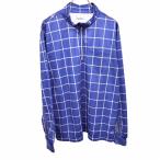 ignioIGNIO Golf рубашка длинный рукав проверка половина Zip рукав . часть сетка ткань с высоким воротником карман поли 100% L синий blue × белый мужской 
