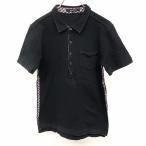  Abahouse ABAHOUSE рубашка-поло олень. . обтягивающий Fit часть в клетку короткий рукав хлопок 100% 2 черный × лиловый чёрный мужской ( женский?)