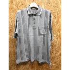 va Len te VALENTI JAPAN -no[ сделано в Японии ] Valente Valentino рубашка-поло мульти- полоса рисунок короткий рукав хлопок 100% L. серый × темно-синий × белый мужской 