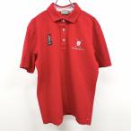 ASHWORTH Ashworth L мужской мельчайший ворсистый Golf рубашка-поло воротник . гребень шлема . цветочный принт подкладка Logo вышивка Британия знак знак короткий рукав сделано в Японии поли × хлопок красный красный 
