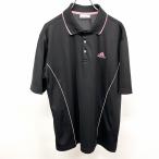  Adidas adidas рубашка-поло cut and sewn Logo вышивка Британия знак знак 3. кнопка останавливать короткий рукав спорт поли 100% L черный × розовый розовый мужской 