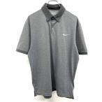  Nike Golf NIKE GOLF рубашка-поло короткий рукав .. кнопка down спина. шея изначальный . сетка Logo вышивка футболка ткань поли × хлопок L Heather серый мужской 