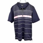 PGA TOUR Golf рубашка-поло Mini воротник половина Zip футболка ткань окантовка короткий рукав поли × хлопок M темно-синий темно-синий × розовый ×. серый мужской 