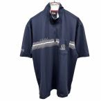  links Golf LYNX GOLF с высоким воротником рубашка-поло половина Zip окантовка короткий рукав Logo вышивка карман поли 100% M темно-синий темно-синий × белый мужской 