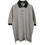  Ashworth ASHWORTH Golf рубашка-поло тысяч птица ..× полоса вышивка короткий рукав длинный tail хлопок 100% хлопок 100% M черный чёрный × белый мужской 