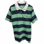  Gap GAP рубашка-поло окантовка тонкий Fit футболка ткань . карман короткий рукав хлопок 100% M зеленый зеленый × темно-синий × белый мужской ( женский?)