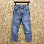 Bershka bell shuka34 женский cut off Denim брюки джинсы конический USED обработка длинный хлопок × полиуретан голубой незначительный синий 