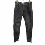 ショッピングzara ザラ ZARA スキニー デニム パンツ ジーンズ ダメージ加工 ストレッチ ボタンフライ 綿など [EUR38/USA30/MEX30] 黒 レディース(メンズ？)