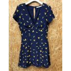 ZARA Trafaluc collection Zara M женский One-piece тонкий подкладка имеется banana × точка рисунок колено длина юбка-трапеция короткий рукав искусственный шелк 100% темно-синий × желтый 