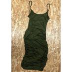 * бренд неизвестен S размер женский тонкий One-piece задний гонки выше безрукавка колени длина одноцветный хлопок × полиэстер зеленый зеленый цвет 