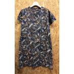 [ сделано в Японии ] * бренд неизвестен тропический рисунок One-piece подкладка нет передний кнопка la gran короткий рукав хлопок 100% M темно-синий × оттенок коричневого женский 