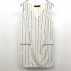 ZARA BASIC безрукавка V шея One-piece плечо из . внизу на до двусторонний подкладка имеется полоса колено длина XS белой серии × темно-синий ( чёрный?) женский 