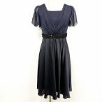 ( АО ) Roppongi She's - 42 женский вечернее платье One-piece спина гонки выше шифон tops подкладка имеется короткий рукав сделано в Японии поли 100% темно-синий 