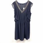 [ новый товар ]YECCA VECCA платье шифон One-piece si искусство p бисер юбка подкладка имеется la полный рукав поли 100% F темно-синий женский 