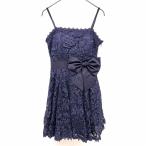 ( АО )a Sakura платье One-piece вечернее платье подкладка есть юбка ткань . 4 -слойный безрукавка цветочный принт гонки flair поли 100% 38 темно-синий женский 