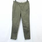 LANDS END Ran z end 67 женский женщина брюки-чинос конический одноцветный Zip fly длинный хлопок × полиуретан зеленый хаки зеленый серия 