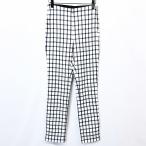 ZARA Zara S женский cut and sewn обтягивающий брюки талия резина проверка боковой застежка-молния полиэстер × искусственный шелк × полиуретан темно-синий 