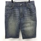  Gap GAP Denim шорты шорты шорты конический USED обработка Zip fly хлопок 100% хлопок L синий blue мужской мужчина 