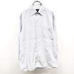  Lanvin LANVIN рубашка полоса зажим down цвет длинный рукав карман сделано в Японии хлопок 100% 41-82 темно-синий × белый × серый темно-синий серия мужской 