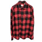 リーバイス LEVI'S ネルシャツ バッファローチェック 長袖 両胸フラップポケット レギュラーカラー 綿100% S レッド 赤×黒 メンズ