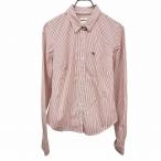 Abercrombie＆Fitch シャツ ストライプ スキニーフィット 長袖 ヘラジカの刺繍 長袖 古着 綿×ポリウレタン S レッド 赤×白 レディース