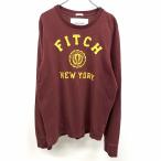 アバクロンビーアンドフィッチ Abercrombie＆Fitch Tシャツ ロンT カットソー ロゴ刺繍 丸首 長袖 綿100% XL ボルドー 赤茶系 レディース