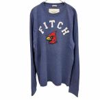 アバクロンビーアンドフィッチ Abercrombie&Fitch 微起毛 Tシャツ 鳥の刺繍 英字 文字 長袖 綿×ポリ XXL 3L ヘザーネイビー 杢紺 メンズ